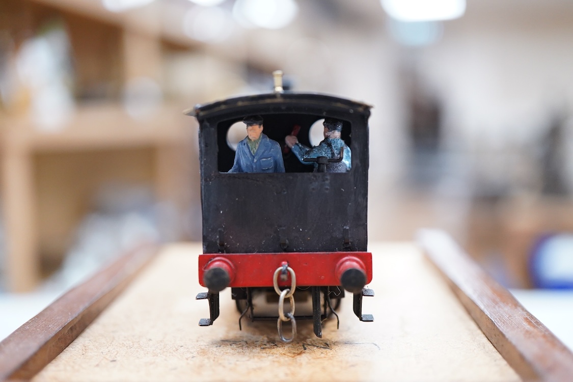 An EM gauge scratch built model railway locomotive by John Worsley, an LNER 0-4-0T, 982, a highly detailed model with opening smoke box door showing the details of the blast pipe and boiler tube ends, sprung buffers, ope